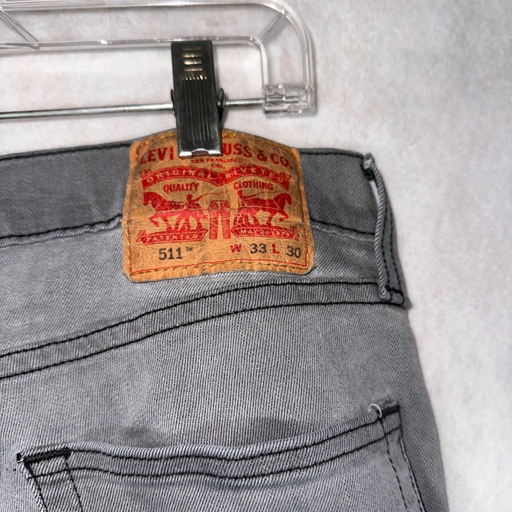 Levi's Jeans Mens 33x30 511 Slim Fit Gray Good Condition Stretch Denim - Picture 6 of 16